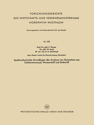 cover image of Spektrochemische Grundlagen der Analyse von Gemischen aus Kohlenmonoxyd, Wasserstoff und Stickstoff